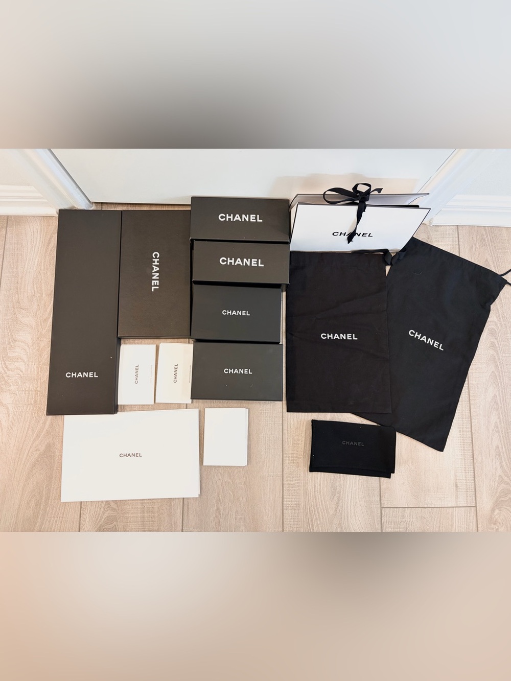 Authentic CHANEL 14 PIECES Bundle: 6 Boxes + 3 Dust Bags & 1 Small Gift Bag